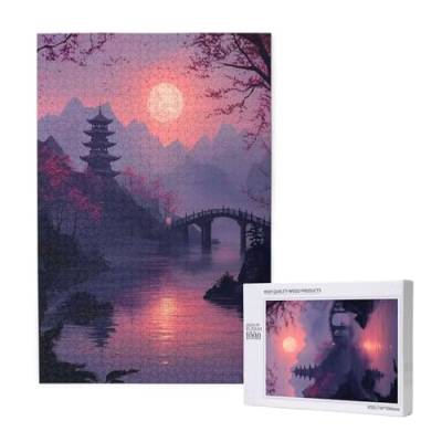Puzzle 1500 Teile Japan Puzzles für Erwachsene Sonnenuntergang HD Puzzel Anspruchsvolles und Lustig Kreatives Unterhaltungsspiel, DIY Holzpuzzle für Erwachsene Als Feiertage Geschenk fur Frauen M-1770 von Yeogcohe